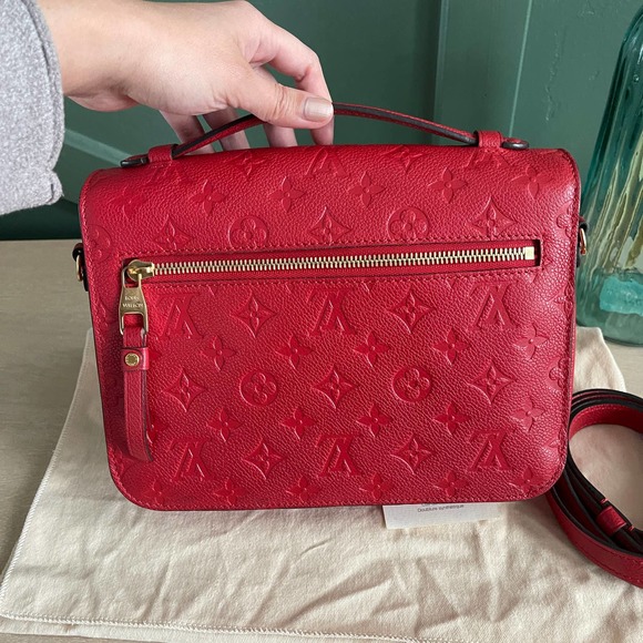 ❌SOLD❌Louis Vuitton Pochette Metis Empreinte Red Cerise Leather Bag DU0198 - Picture 2 of 15